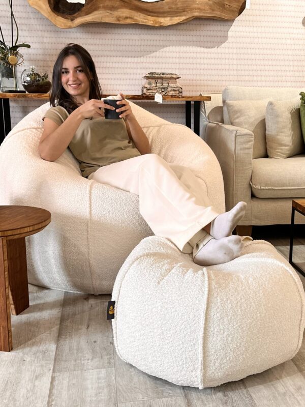 Bouclette ensemble ( Pouf + repose pieds )