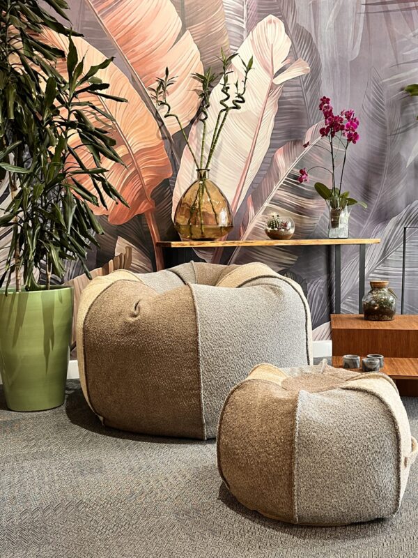 Bouclette tricolore ensemble ( Pouf + repose pieds ) - Image 2